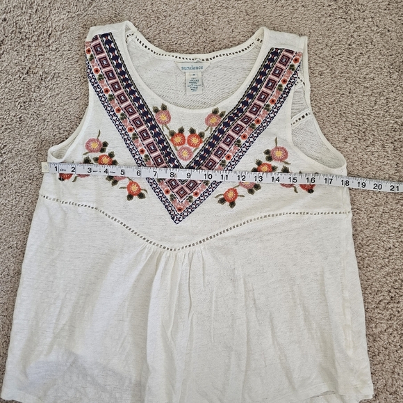 Sundance Idlewild Embroidered 100% Linen Floral Tank Top Size M - Picture 5 of 5